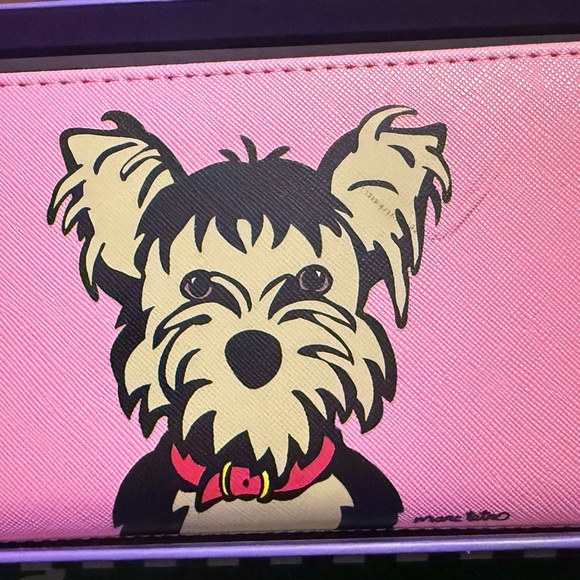 NWT Marc Tetro Large Pink Wallet with Yorkie Terrier - Picture 2 of 4